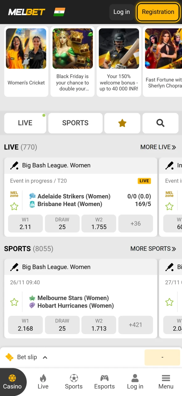 Users in India open the Melbet registration form to provide required information.