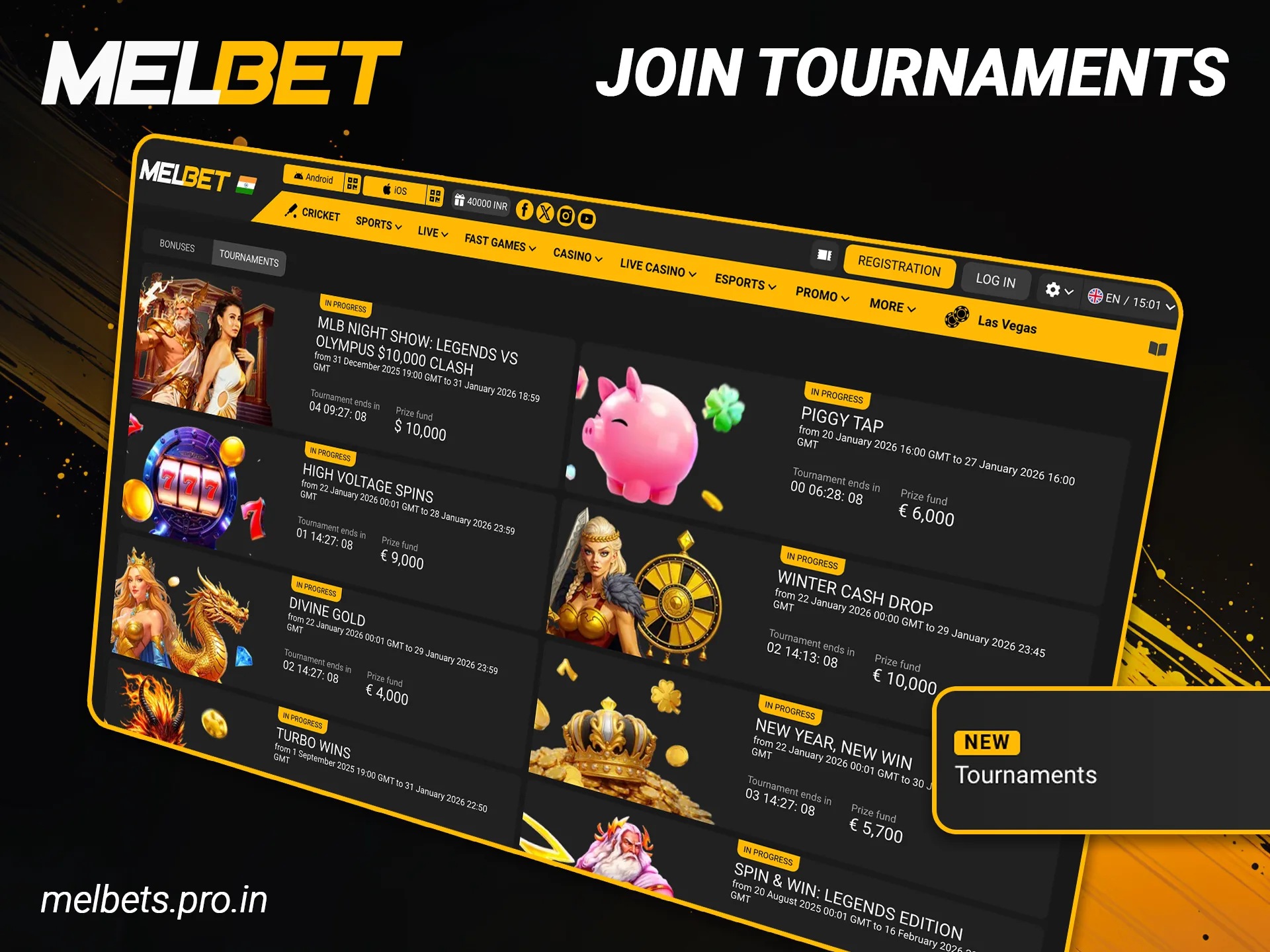 Join tournaments and win real money at Melbet official site.