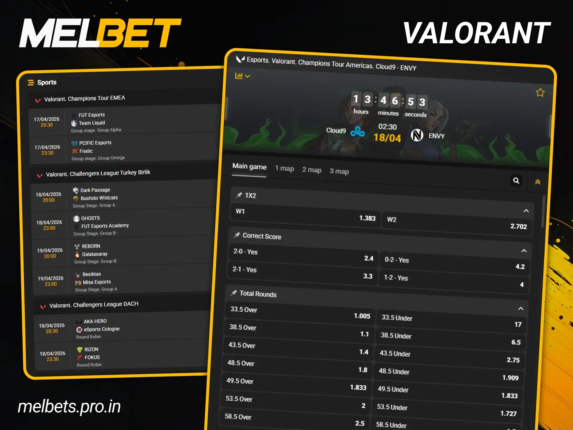 WIn with your favourite Valorant players at Melbet eSports.