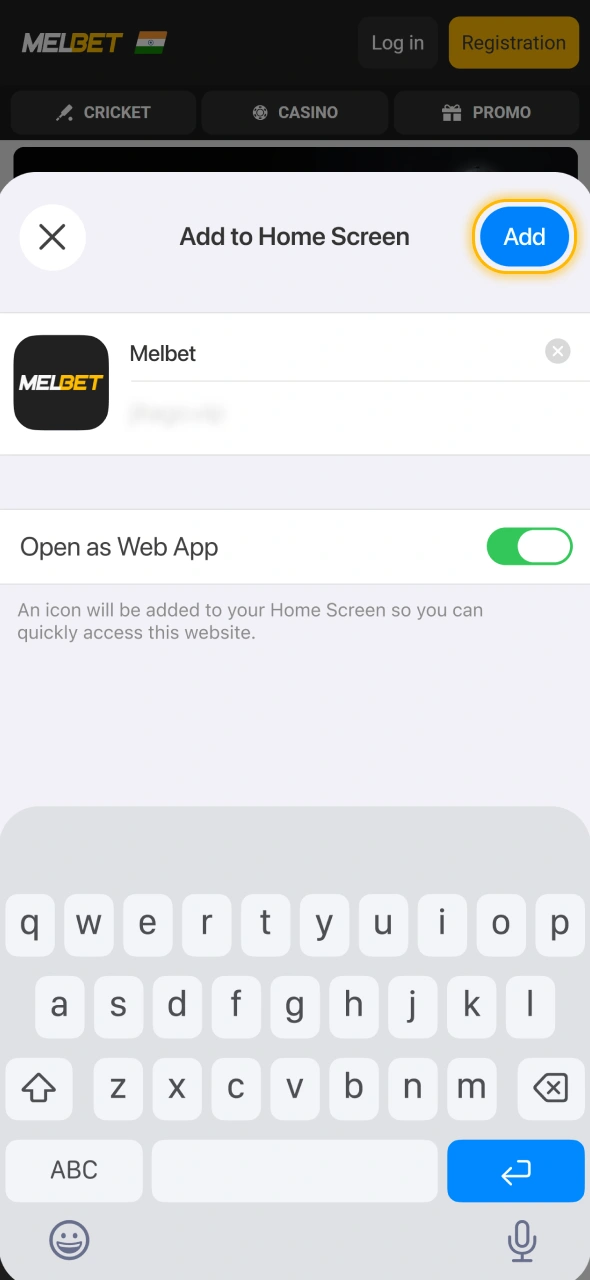 Add Melbet app at your iOS home screen and enjoy betting.